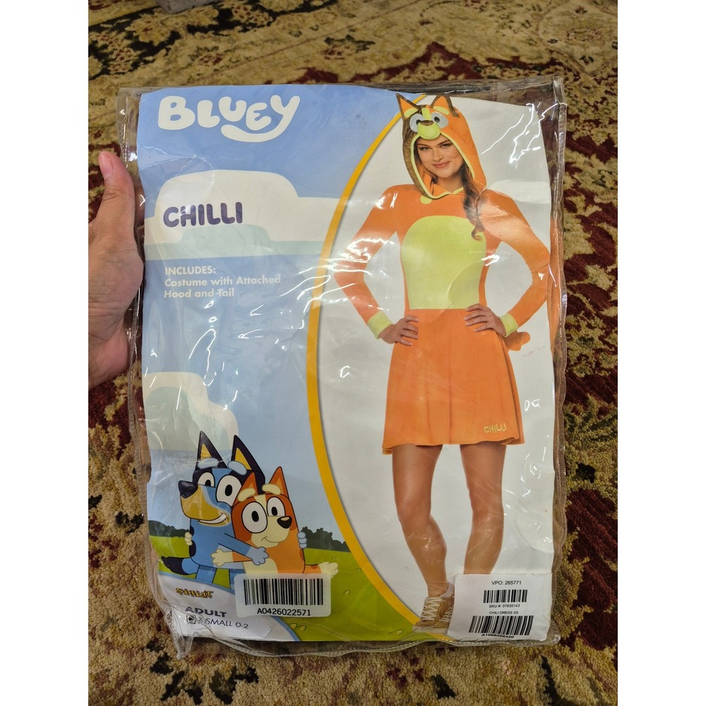 Spitit Halloween Bluey Chilli Adult Costume Dress Hooded Size XS 0-2
